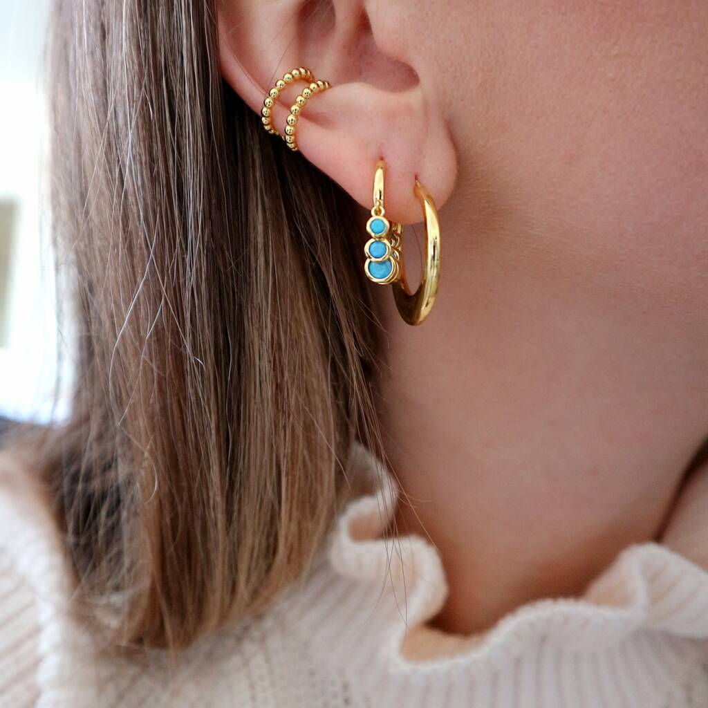 Turquoise Drop Hoop Earrings