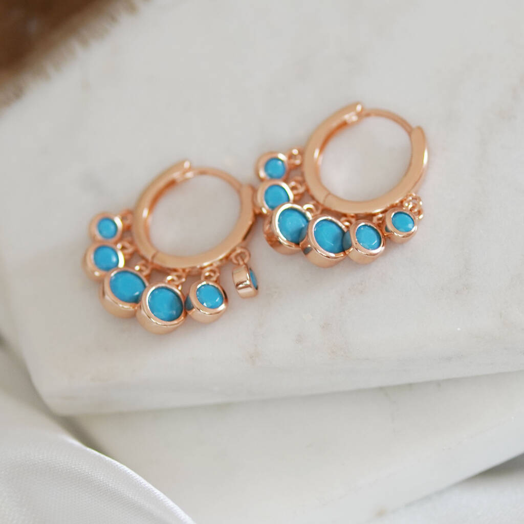 Turquoise Drop Hoop Earrings