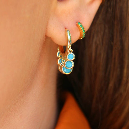 Turquoise Drop Hoop Earrings