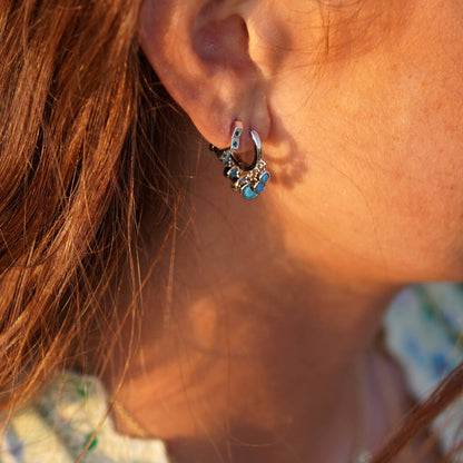 Turquoise Drop Hoop Earrings