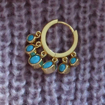 Turquoise Drop Hoop Earrings